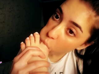 Sexy asian licks her sweet feet