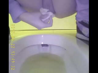 Asian teen pee in toilet 3